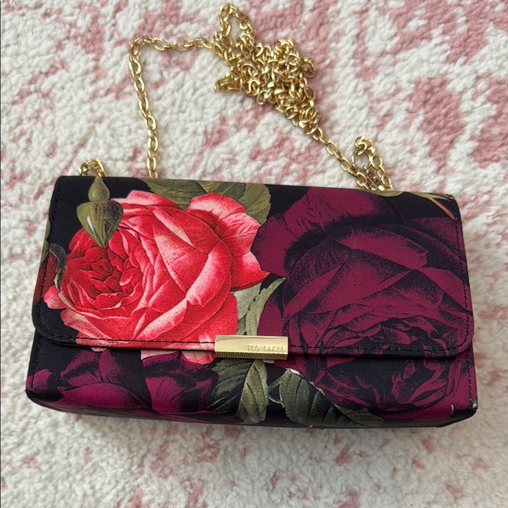 Floral Black and Pink Crossbody Bag